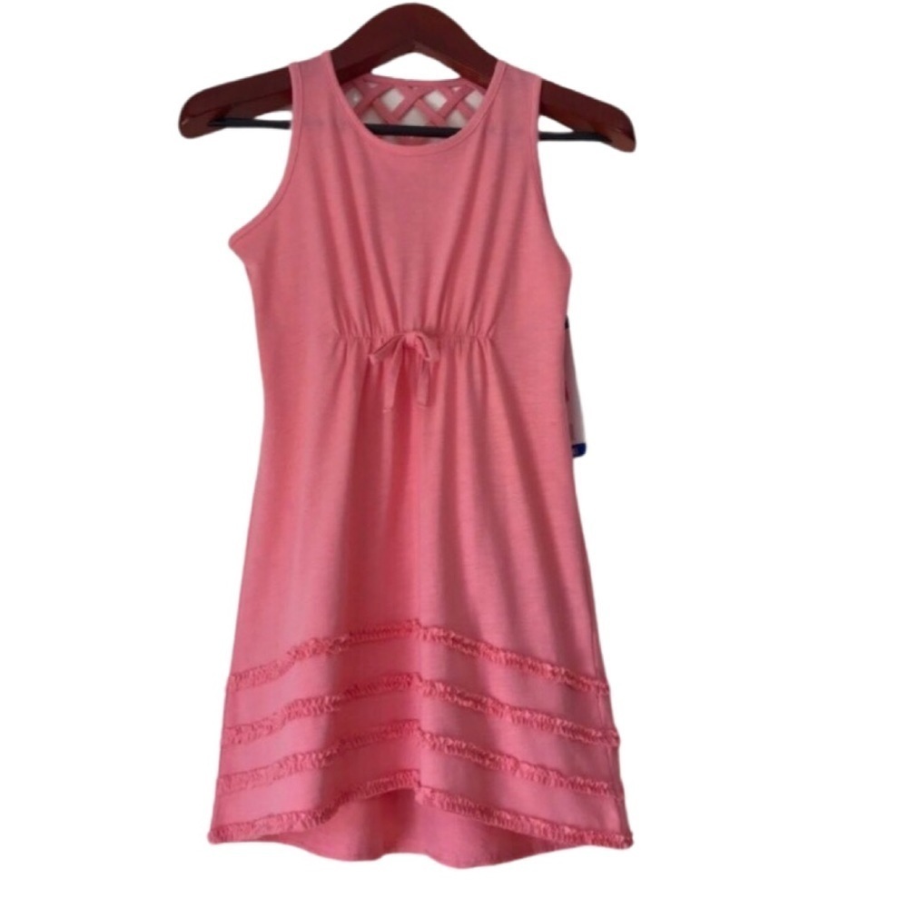 BOSTON TRADERS Criss Cross Back Sleeveless Dress Size Girls Large Salmon Rose
